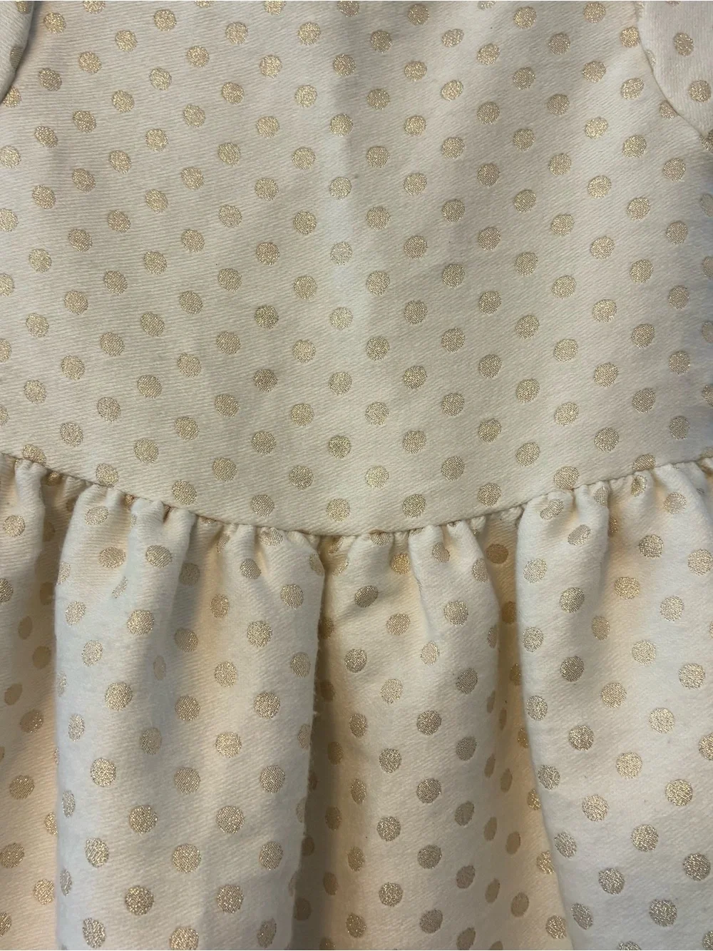 Janie and Jack ivory and gold shimmer polka dot ruffled holiday dress size 8